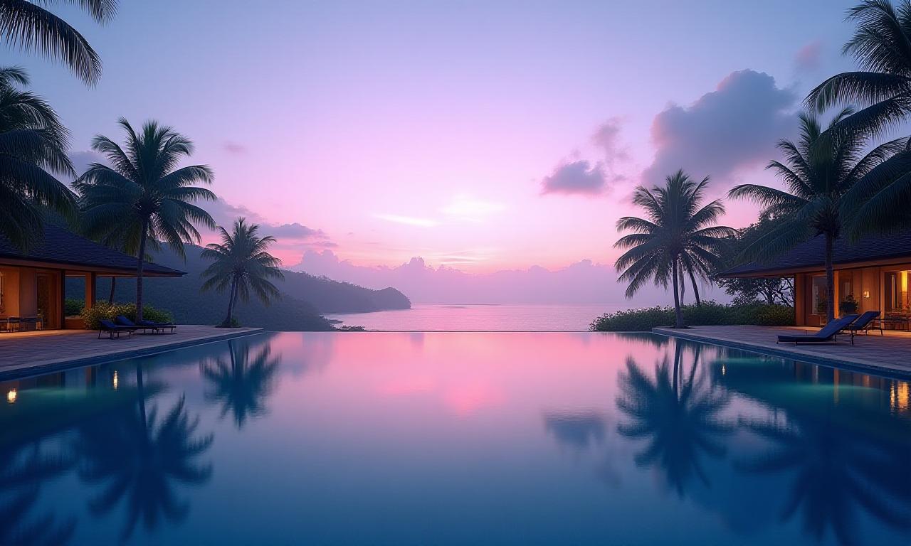 Luxury tropical resort at dawn