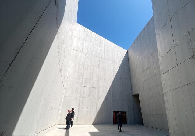 Modern contemporary museum architecture with dramatic angles